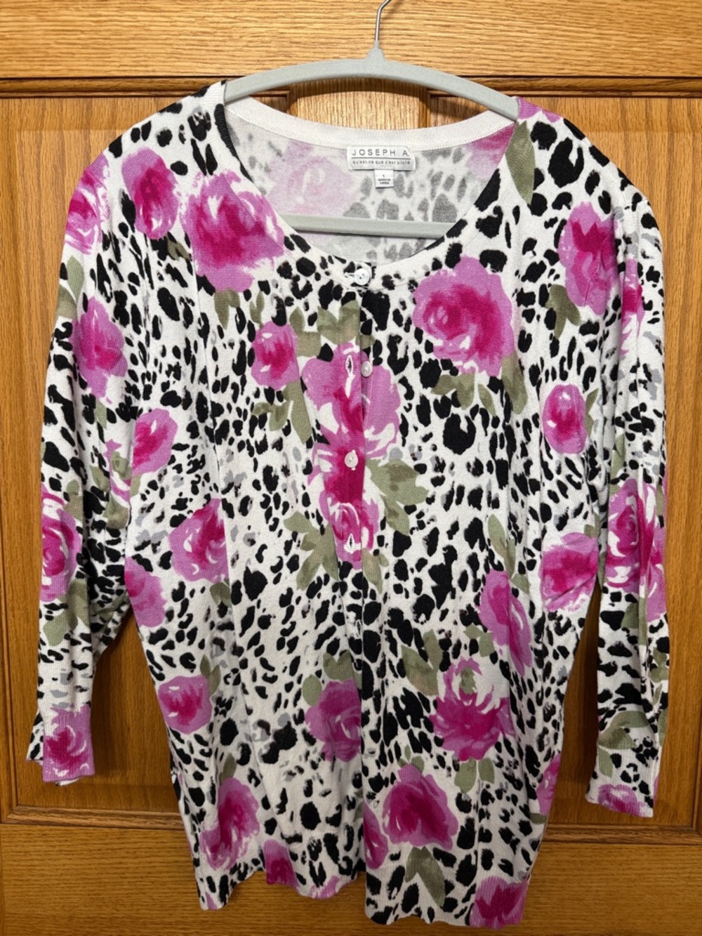 Joseph A Floral & Animal Spot Cardigan - White, Pink, Black